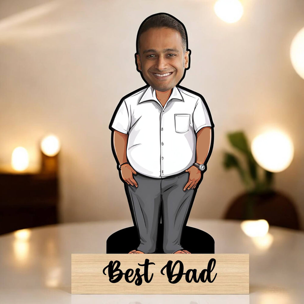 Wooden Personalized Caricature for Dad Customized Gift Idea
