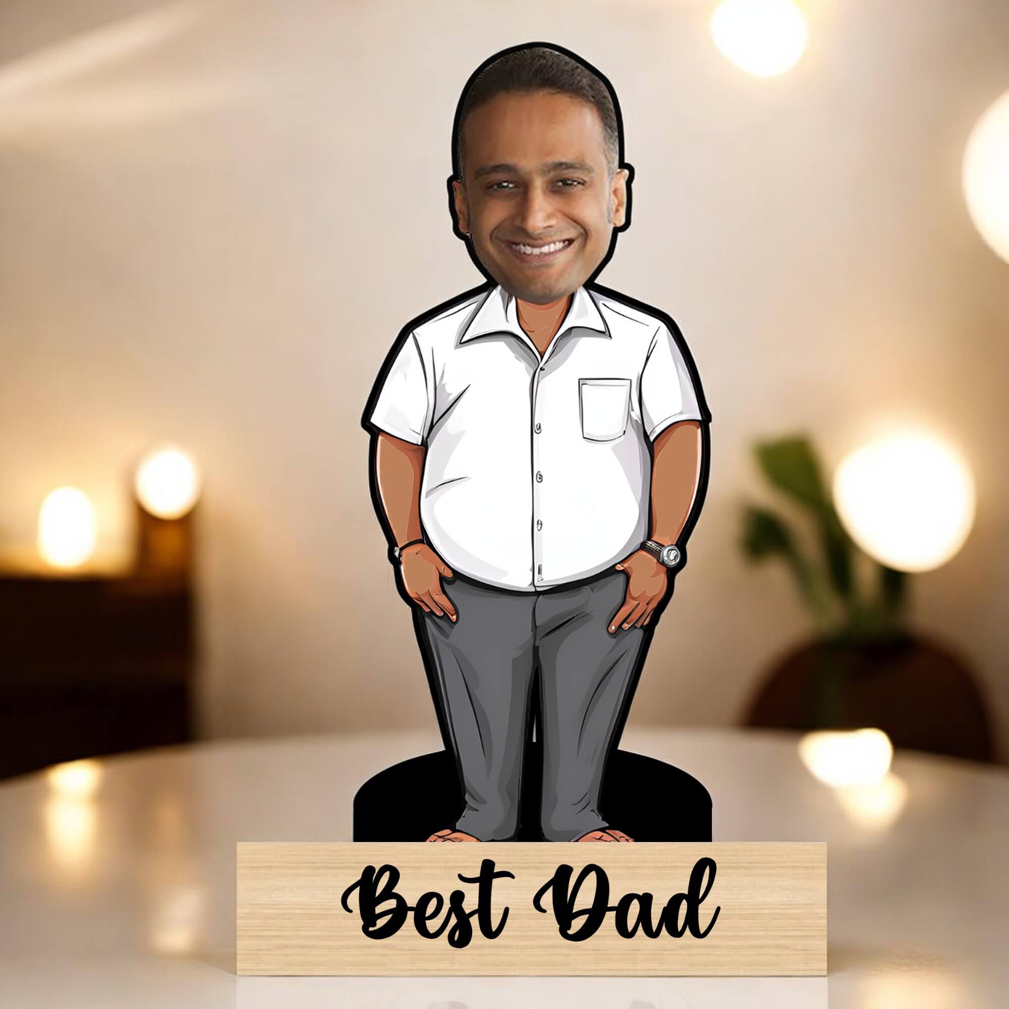 Wooden Personalized Caricature for Dad Customized Gift Idea