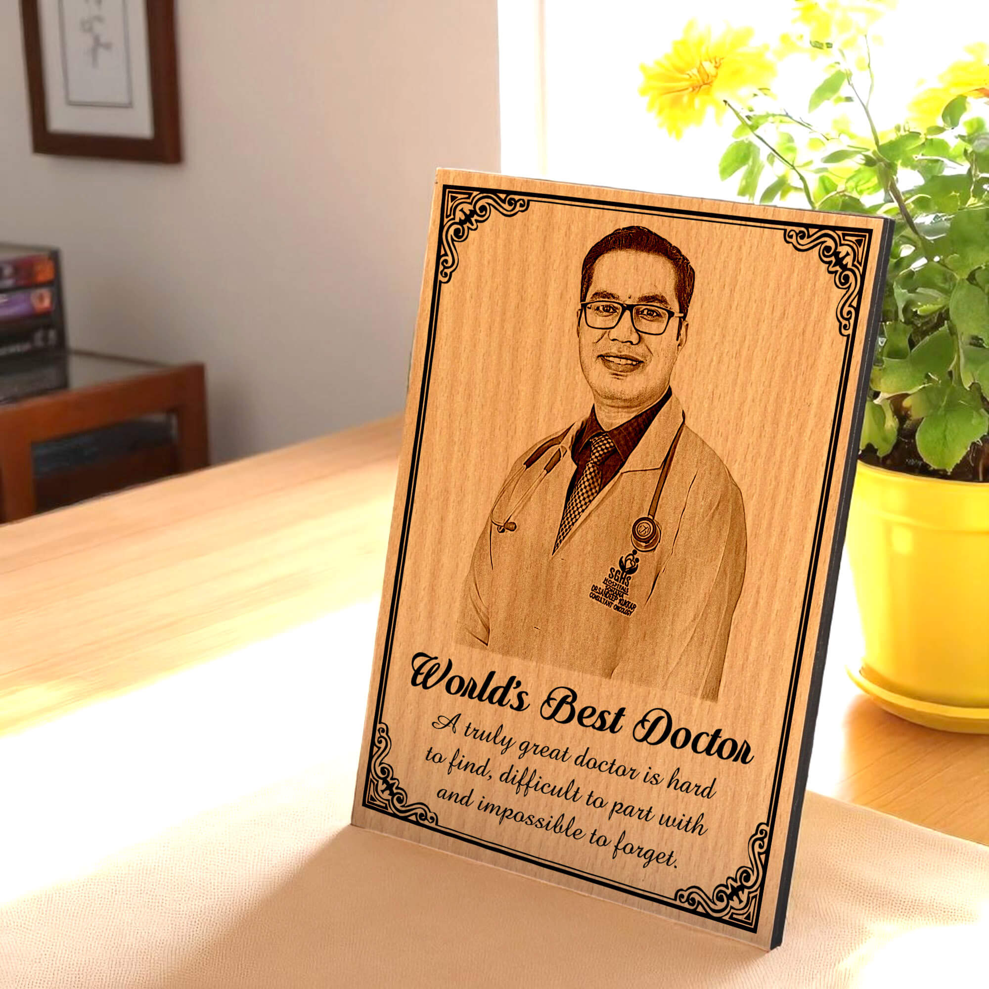 Wooden MDF Photo Plaque - Customized Gifts For Doctors