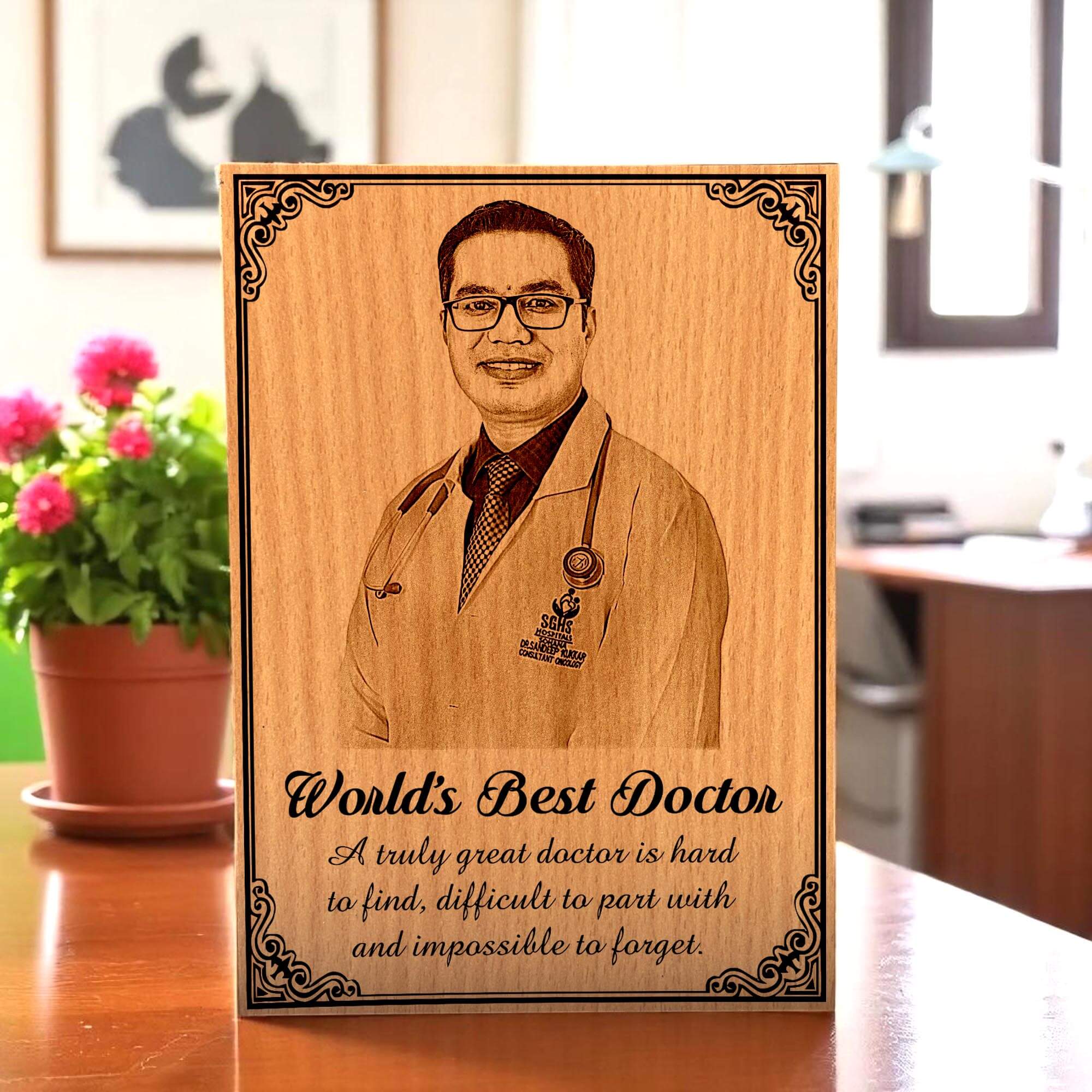 Wooden MDF Photo Plaque - Customized Gifts For Doctors