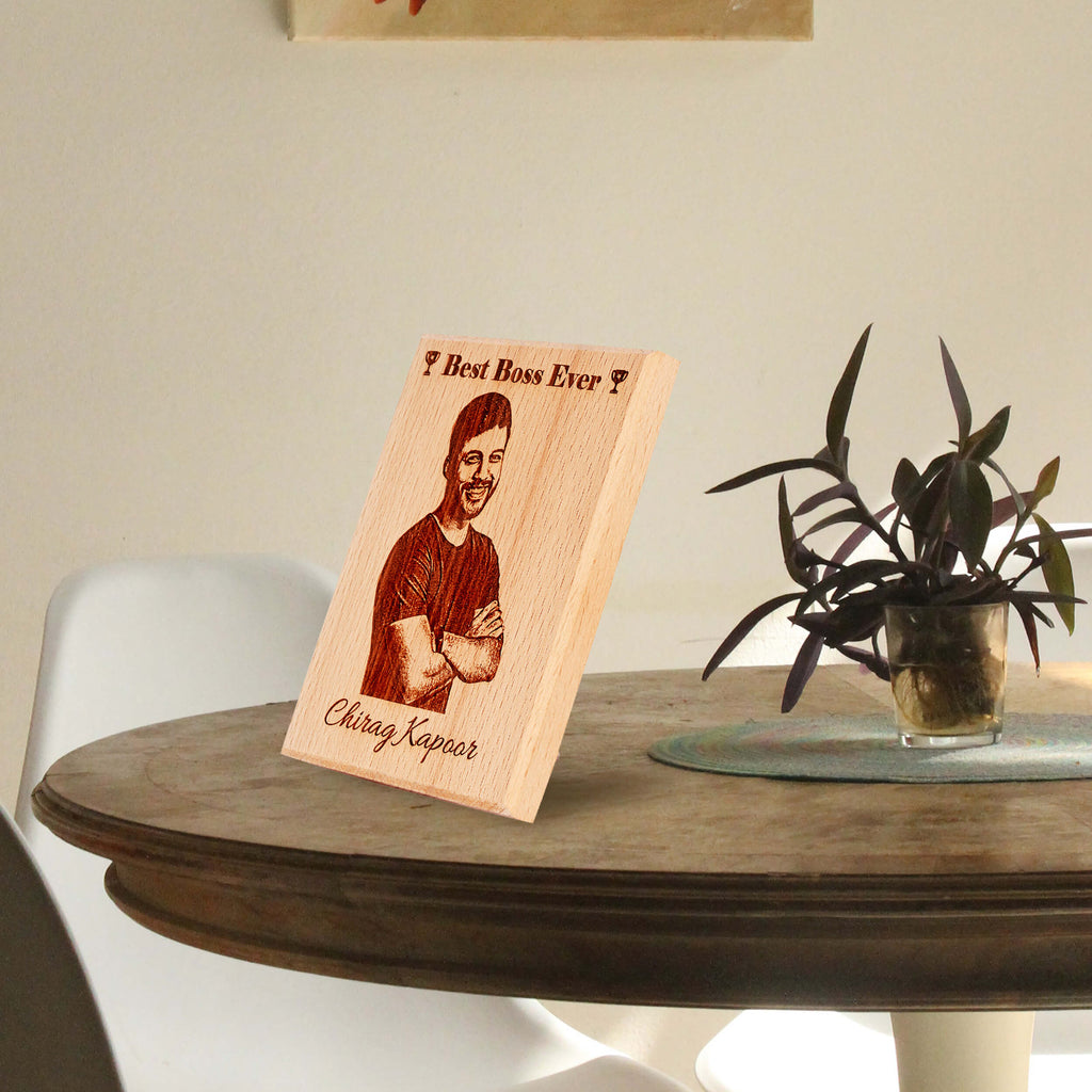 Gift for Boss - Personalized Engraved Wooden Photo Plaque