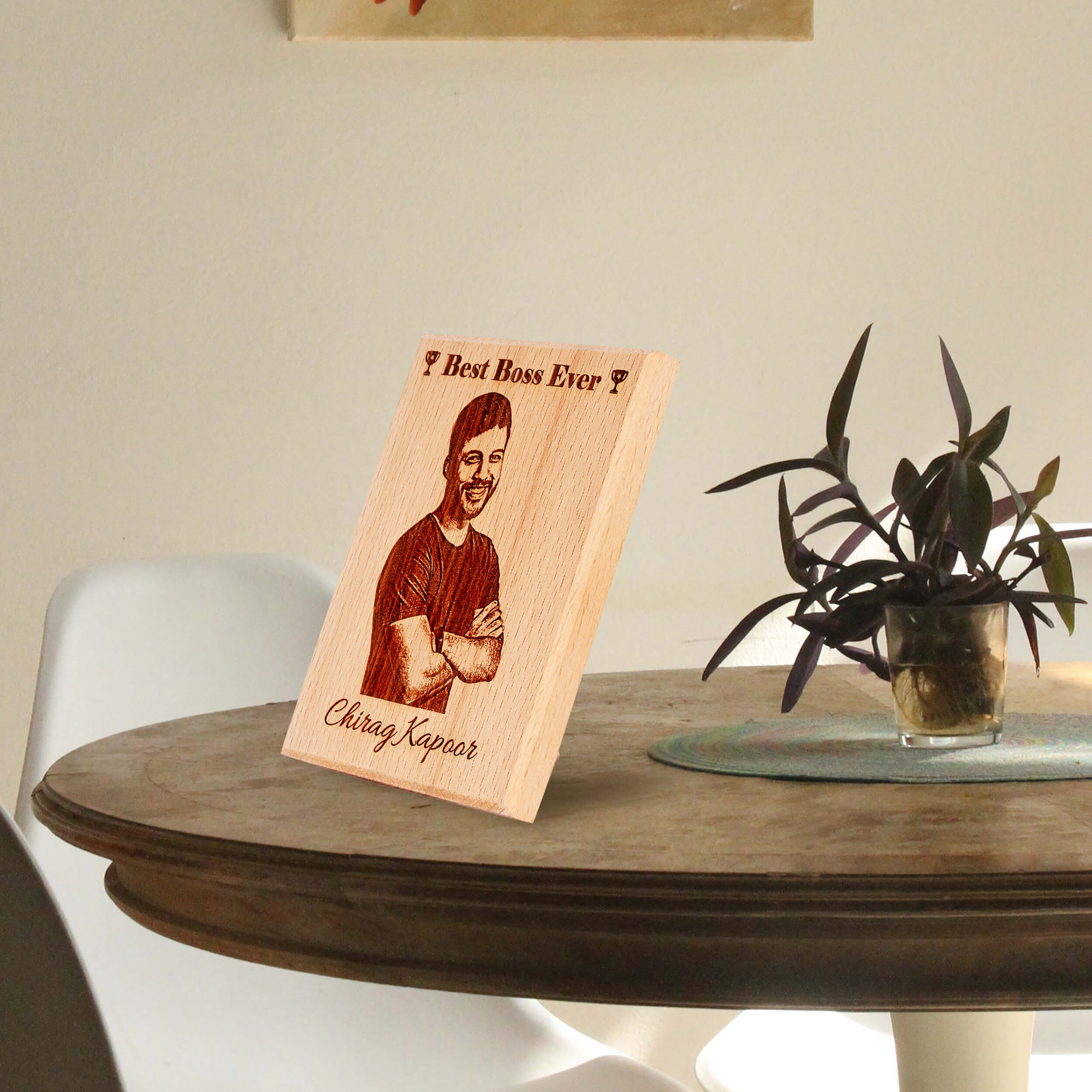 Gift for Boss - Personalized Engraved Wooden Photo Plaque