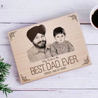 Personalized Engraved Wooden Photo Plaque Gift for World's Best Dad (12x9 Inches)