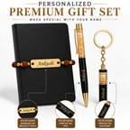 Personalized Premium Gift Set for Brother | Custom Name Bracelet Rakhi, Pen & Keychain | Unique Raksha Bandhan Gift for Brother Sister