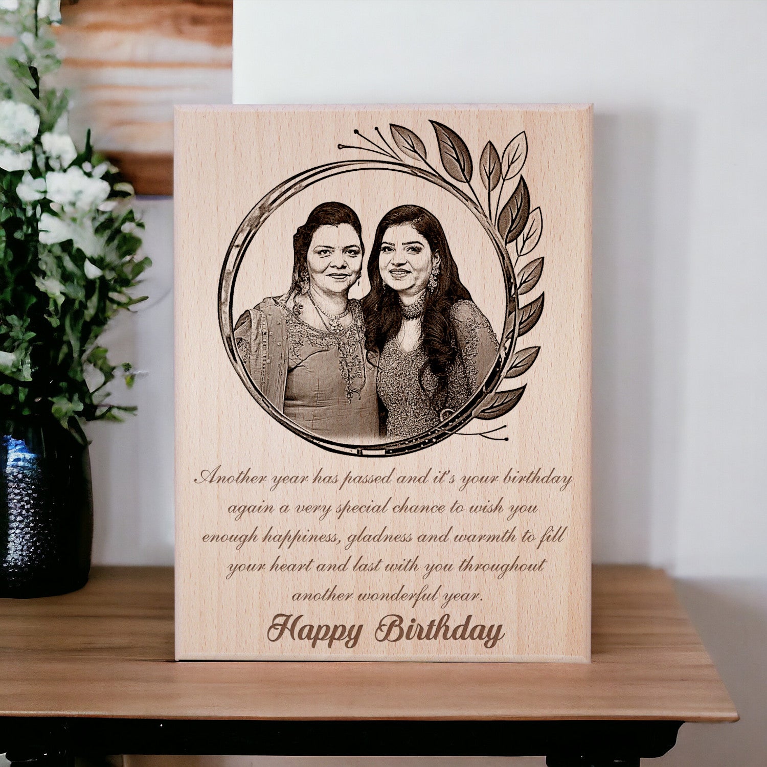 wooden birthday plaque