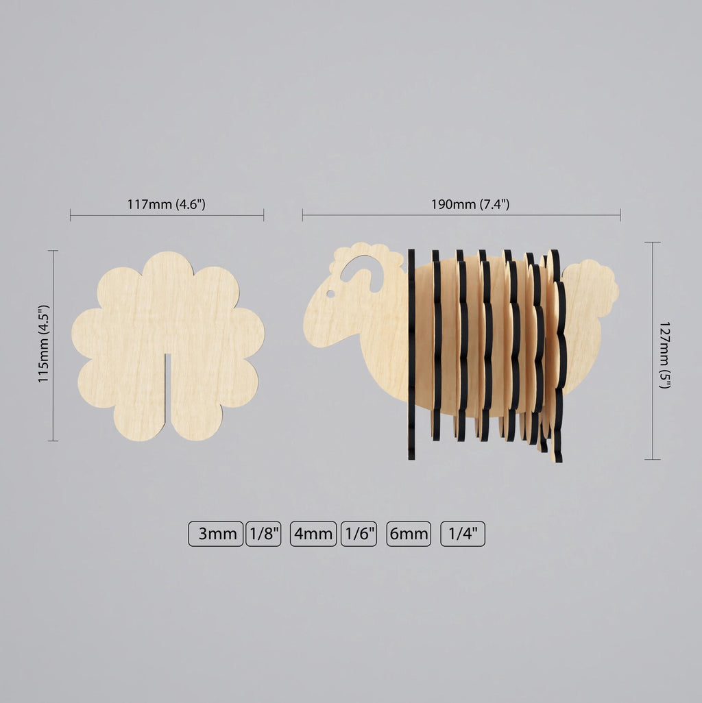 Stylish Sheep Design Coaster - Wooden Coaster Set of 5