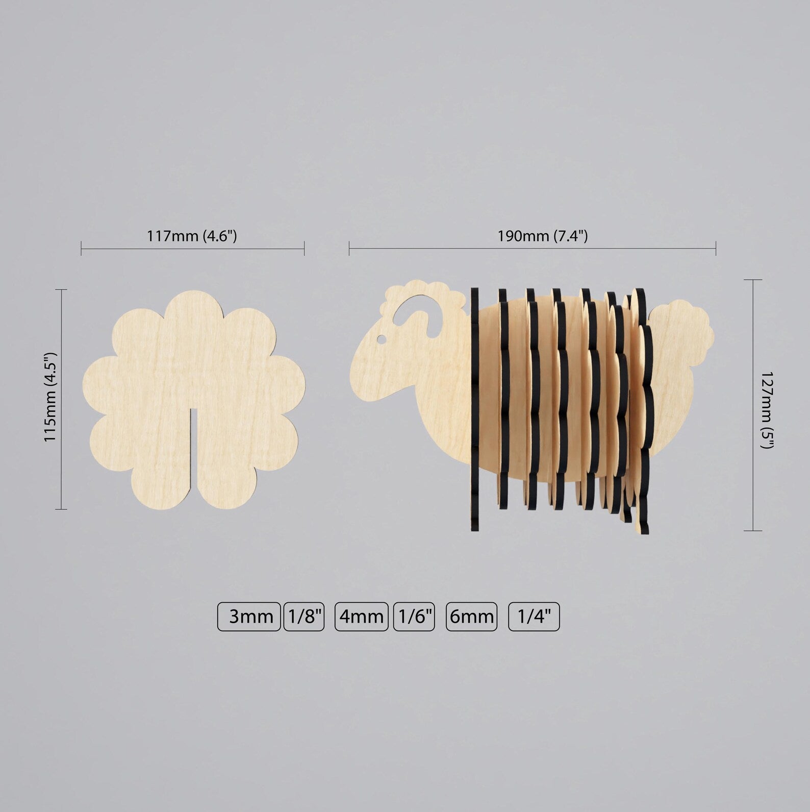 Stylish Sheep Design Coaster - Wooden Coaster Set of 5