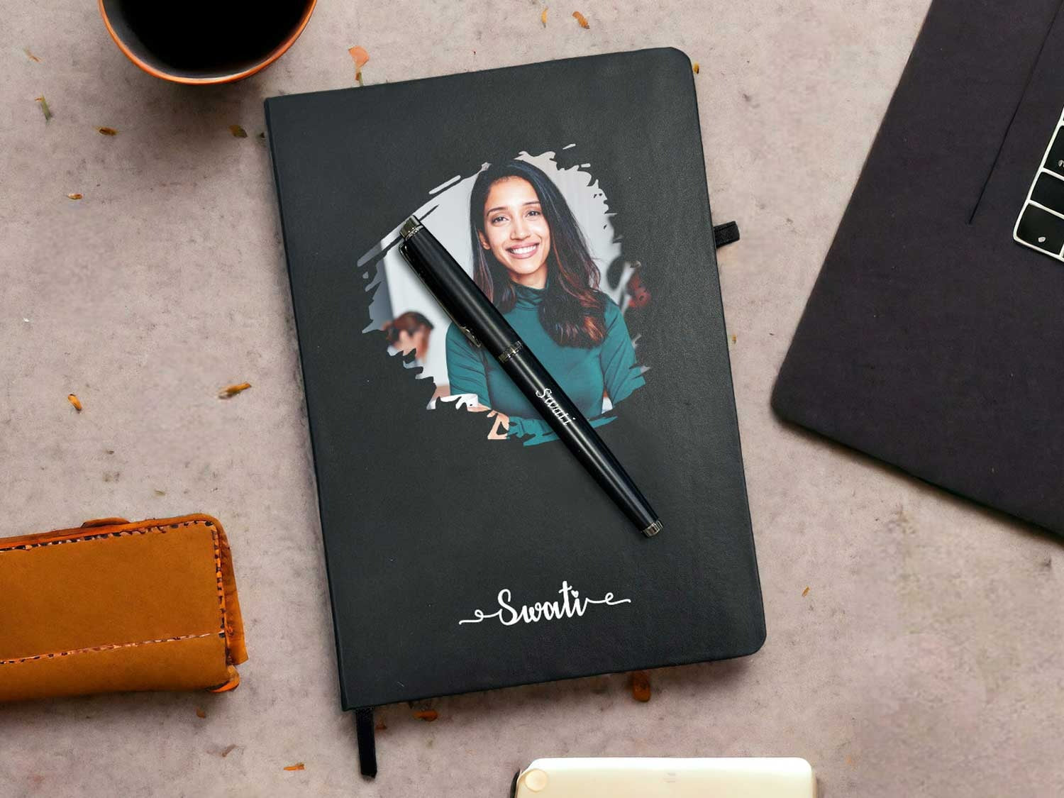 Customized Printed Photo Diary and Pen for Her