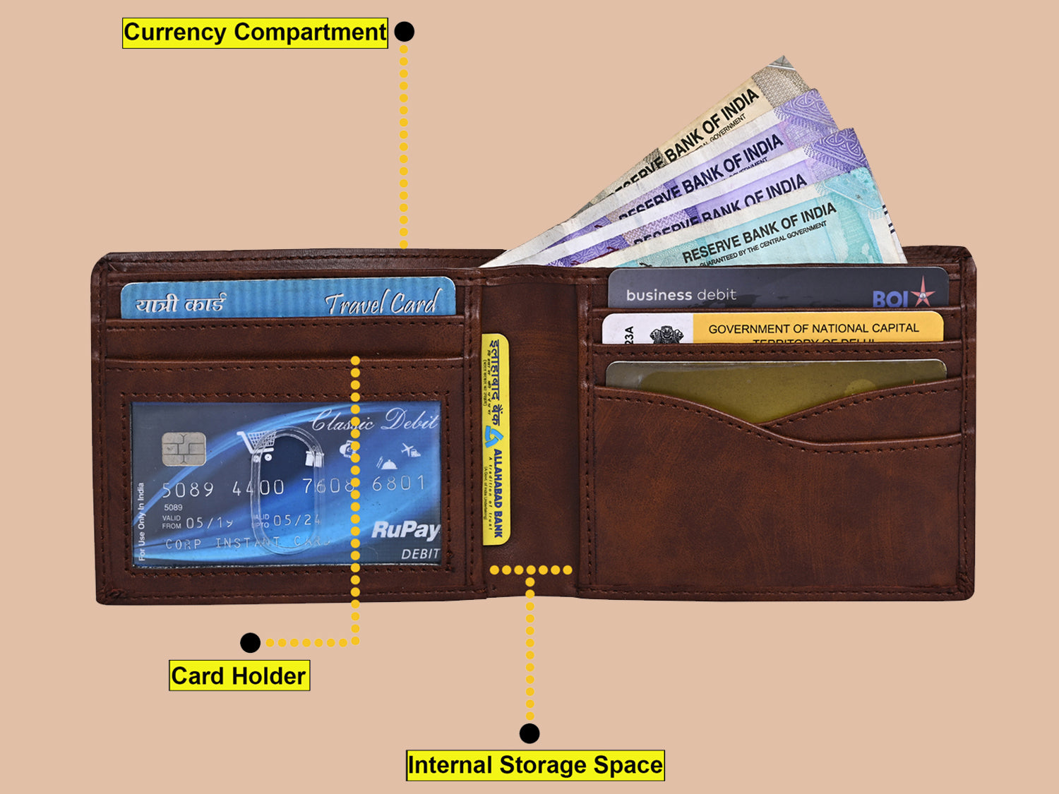 Personalized Brown Men's Wallet Gift For Teacher
