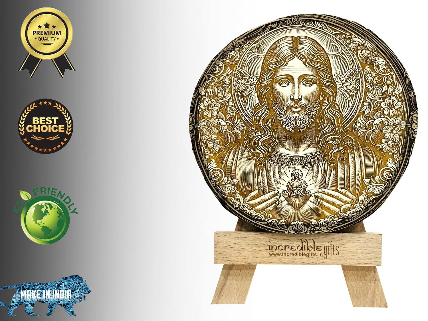 Lord Jesus Christ Engraved Wooden Photo Frame with Wood Stand