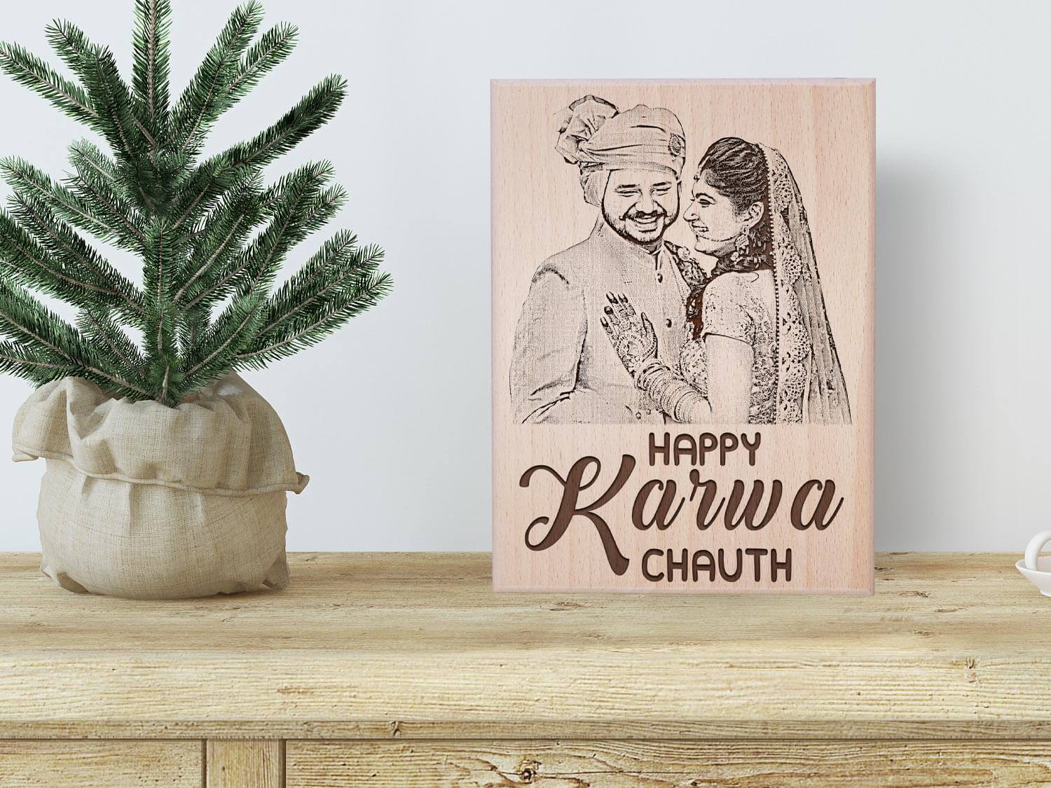 Karwachauth Unique Personalized Engraved Photo Plaque Gift for Wife