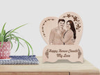 Personalized Engraved Wood Photo Frame Karwachauth Gift For Beloved Wife