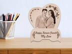 Personalized Engraved Wood Photo Frame Karwachauth Gift For Beloved Wife