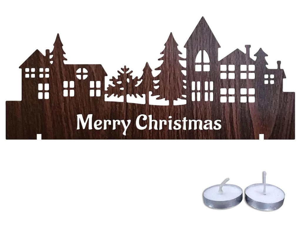 Christmas Decorations DIY Merry Xmas Tower Shadow Light with Candle