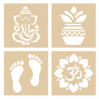 Wooden Stencils Set of 4 with Rangoli Colors