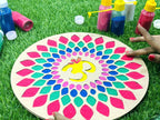 Reusable Wooden Om Rangoli Stencil for floor with rangoli colour