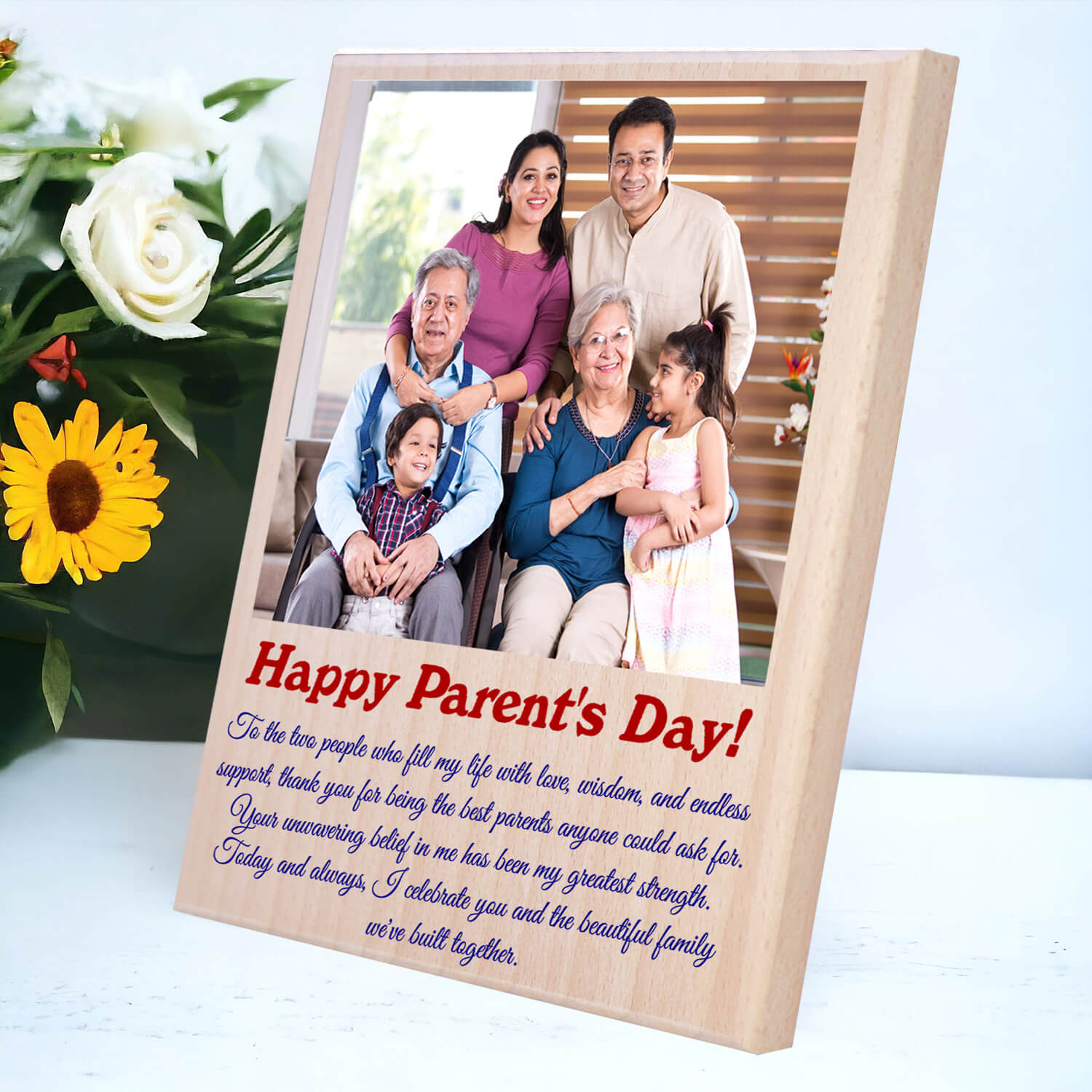 Personalized Wooden Premium Photo Frame Gift For Parents