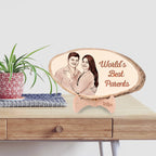 Personalized Engraved Natural Wood Parents Photo Frame