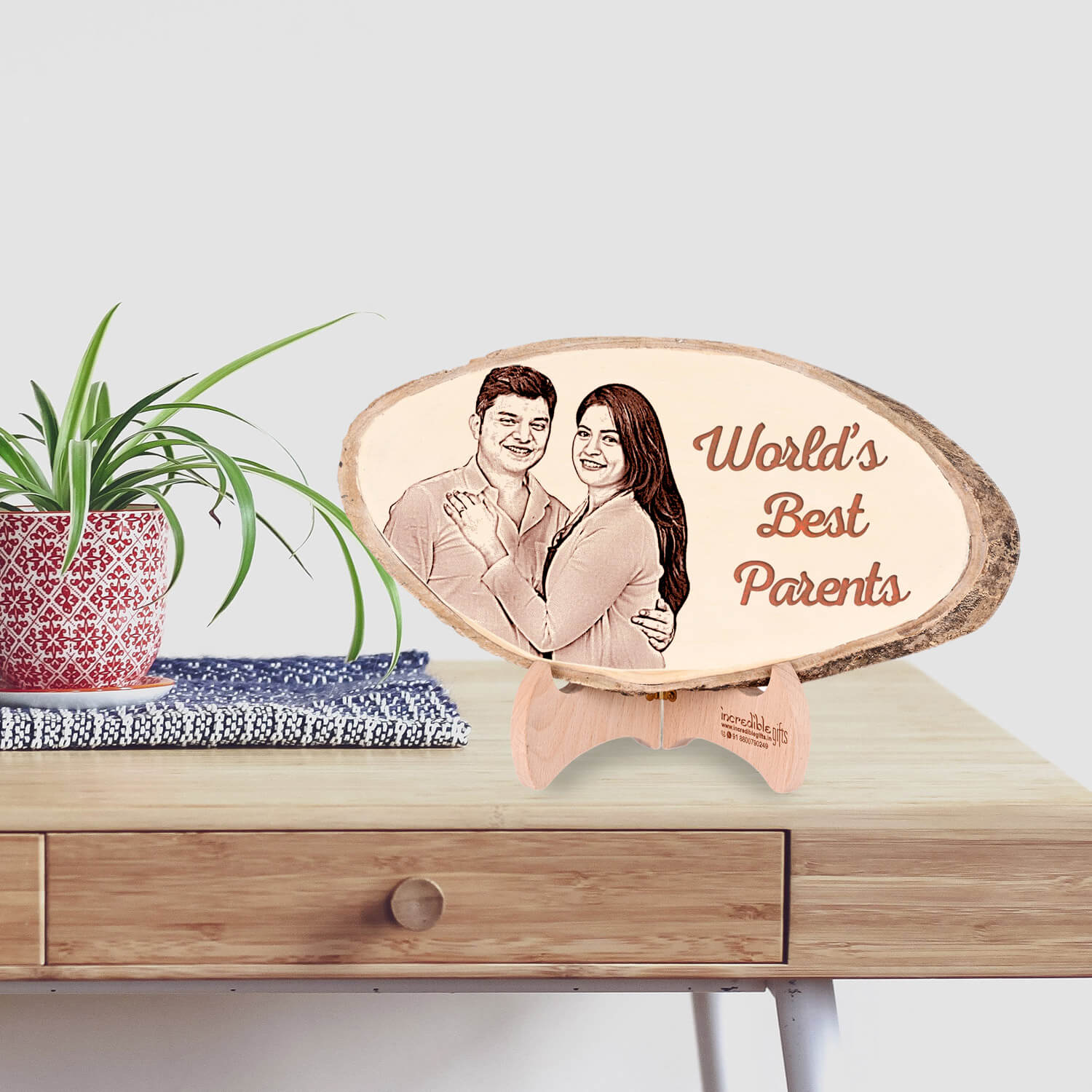 Personalized Engraved Natural Wood Parents Photo Frame
