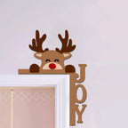 Premium Wooden Reindeer Door Corner Emblem Set of 2