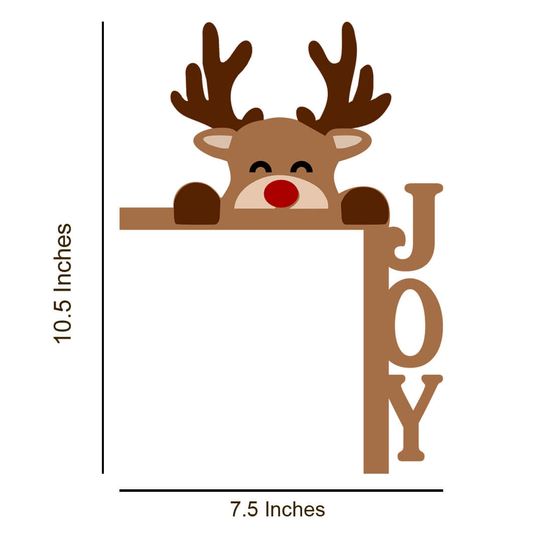 Premium Wooden Reindeer Door Corner Emblem Set of 2
