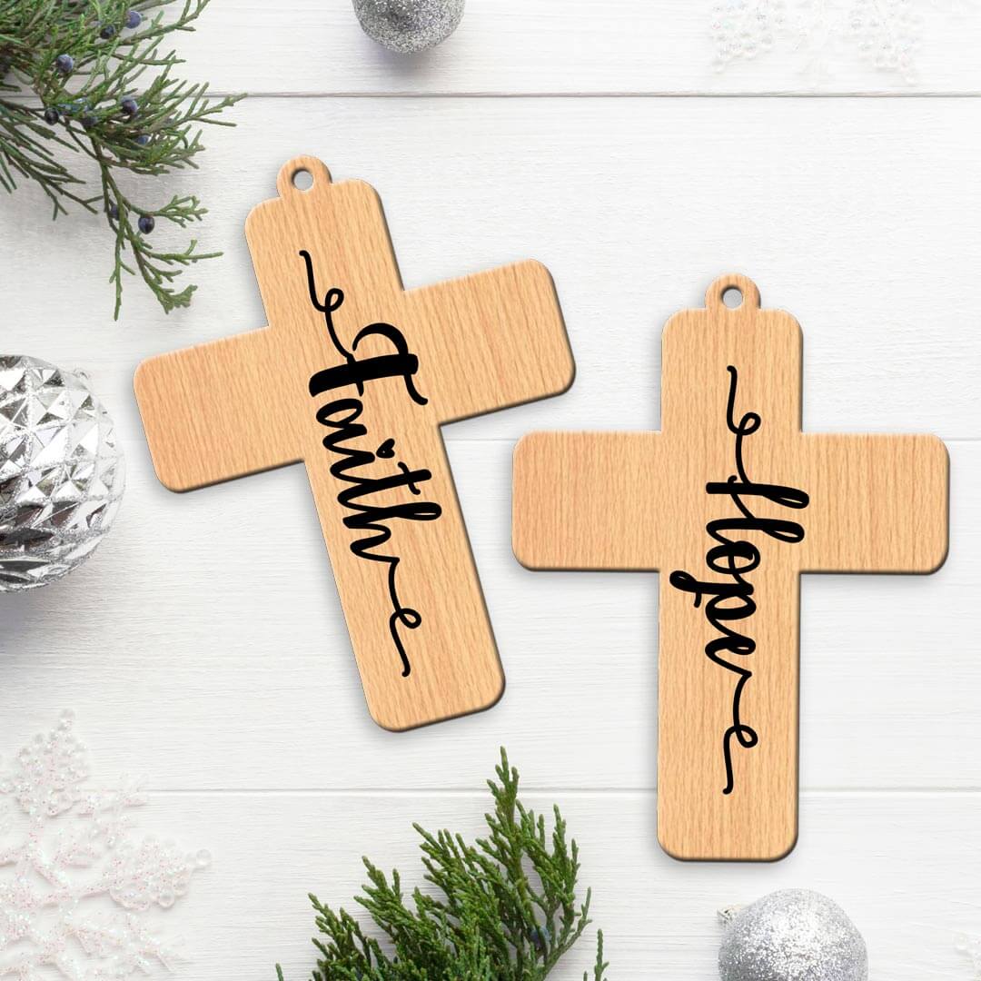 Inspirational Wooden Jesus Cross Set of 5 for Christmas Gift