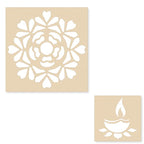 DIY Flower Rangoli with Diya - Wooden Rangoli Stencils