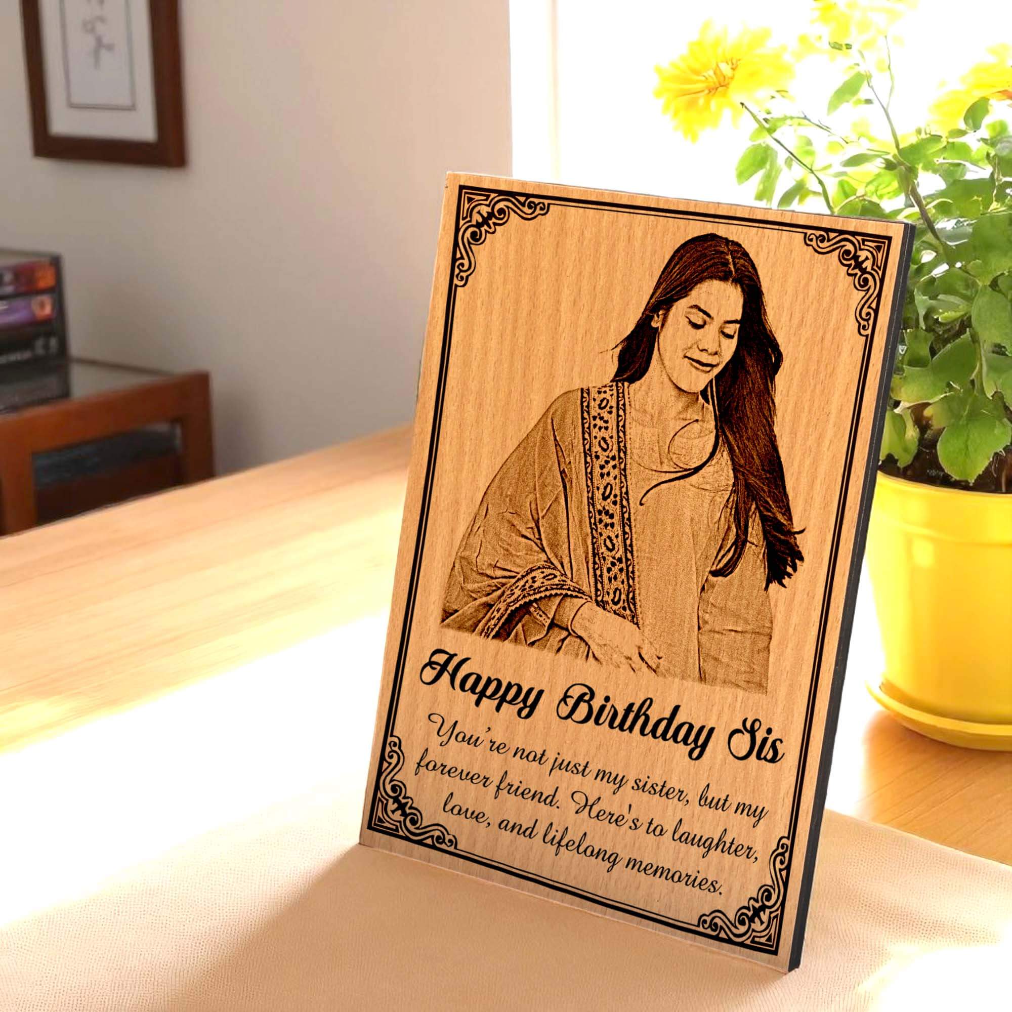 Customized Engraved Wooden Photo Frame For Sister-in-Law