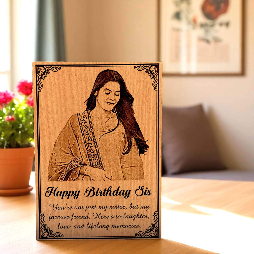 Customized Engraved Wooden Photo Frame For Sister-in-Law