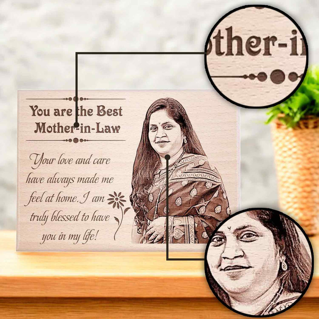 Wooden Photo Frame Gift for Mother-in-Law on Birthday & Mother’s Day