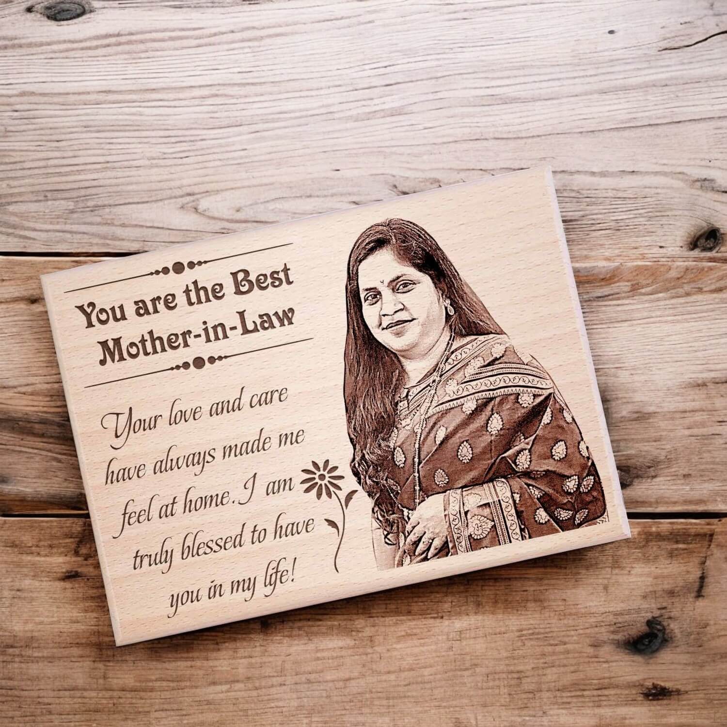Wooden Photo Frame Gift for Mother-in-Law on Birthday & Mother’s Day
