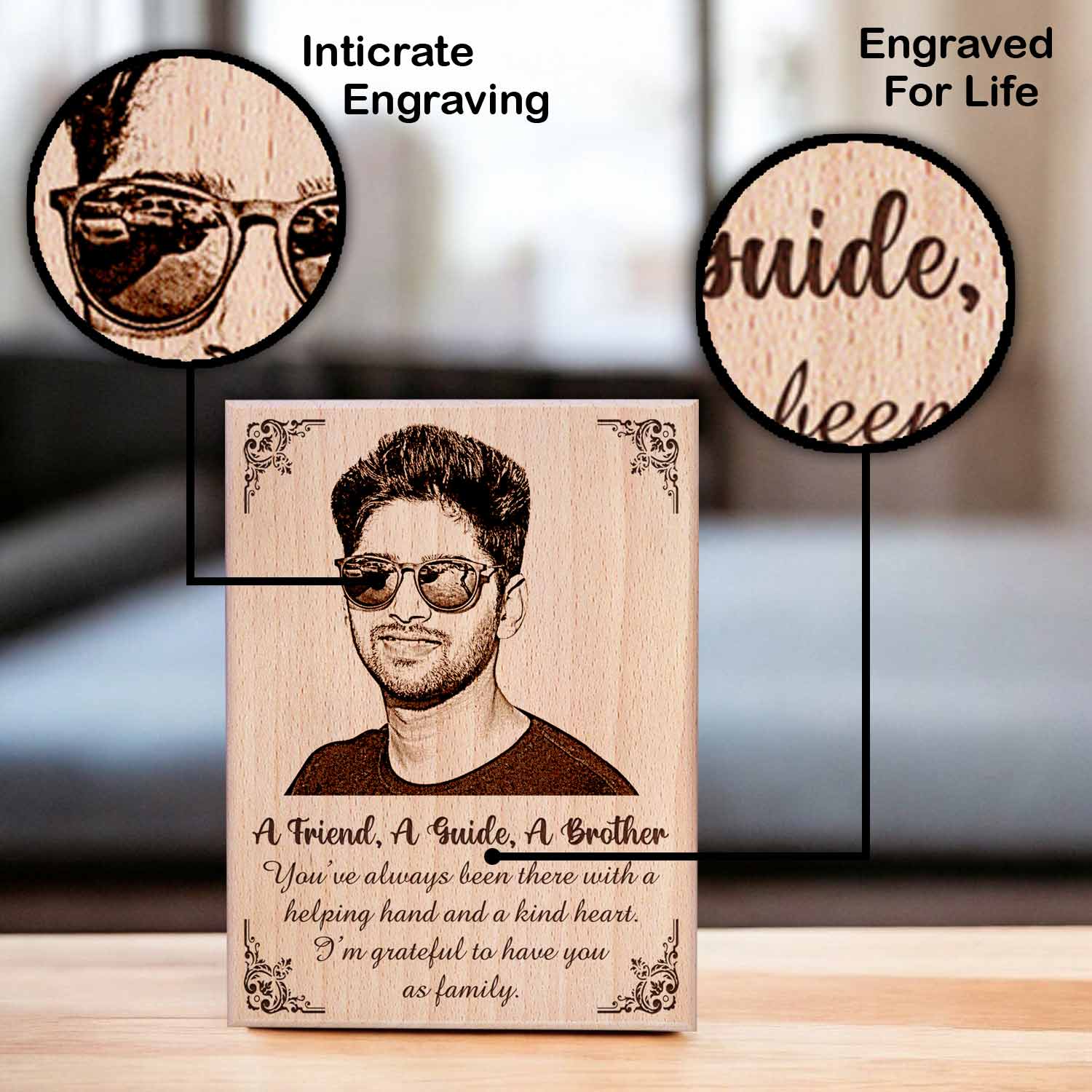 Personalized Engraved Wooden Photo Frame Gift For Brother In Law