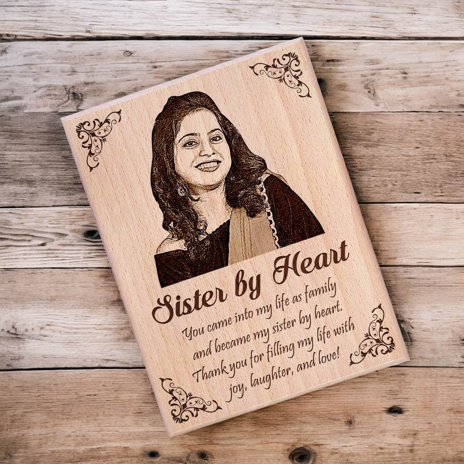 Personalized Engraved Wooden Photo Frame For Sister-In-Law