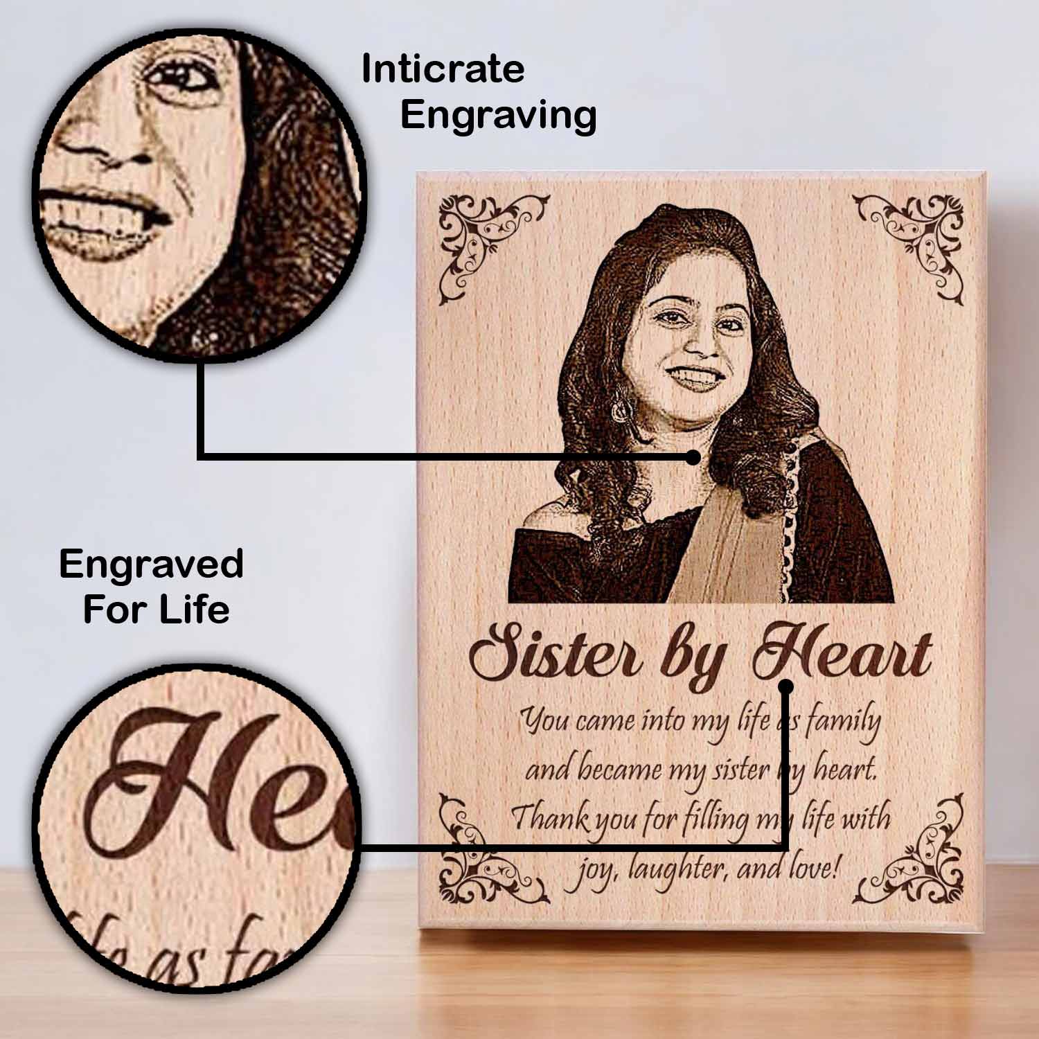 Personalized Engraved Wooden Photo Frame For Sister-In-Law