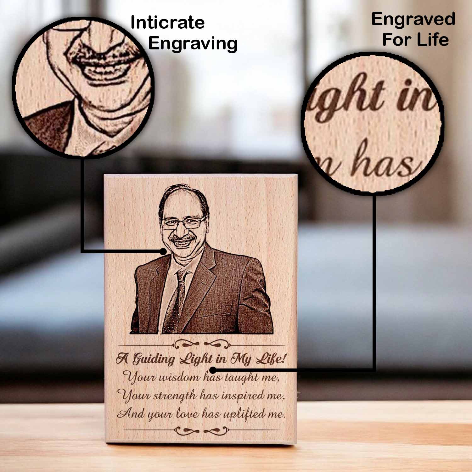 Personalized Engraved Wooden Photo Frame Gift For Father-In-Law