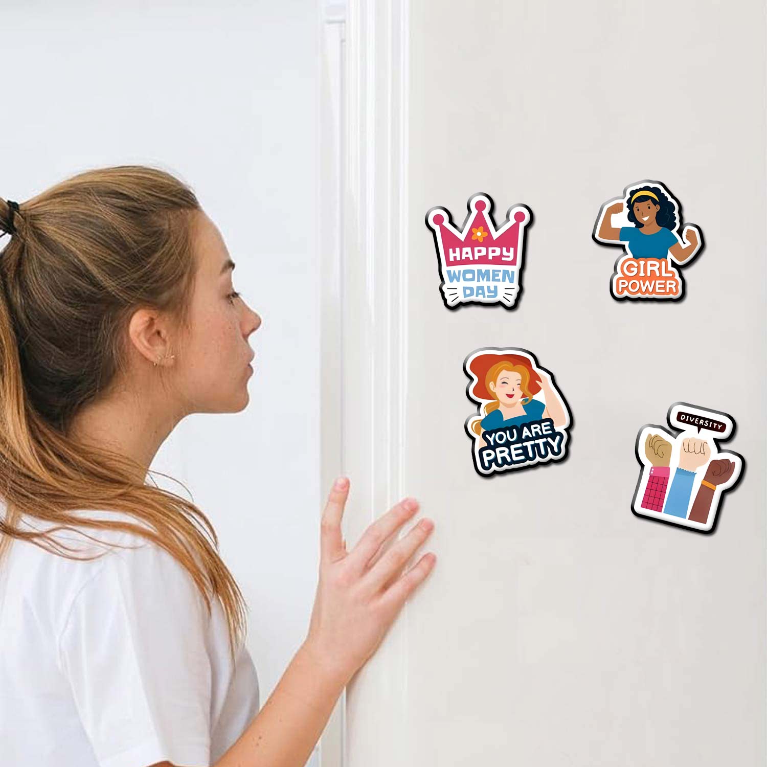 Premium Women's Day Fridge Magnet Set of 4