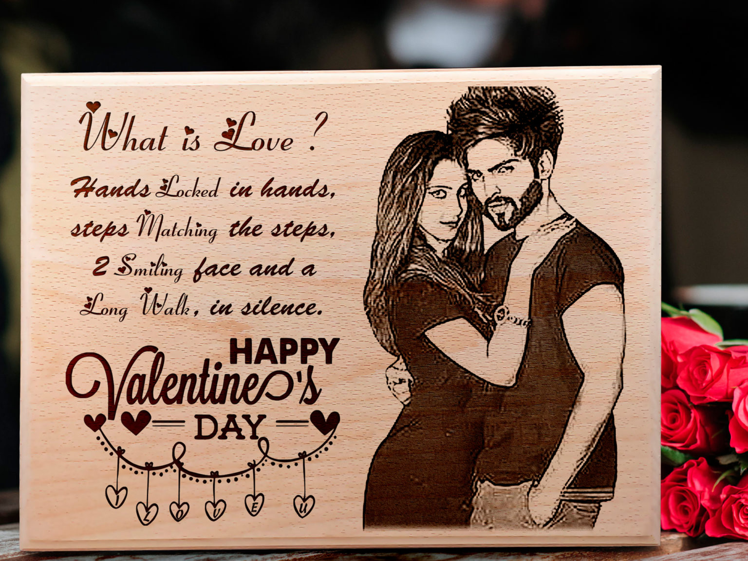 Customized Wooden Valentine's Gift Photo Plaque Love Gifts for Couples