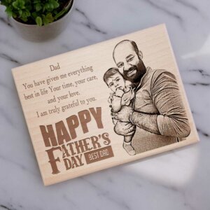 Unique Happy Father’s Day Engraved Wooden Photo Frame Gift for Dad (10×8 Inches)