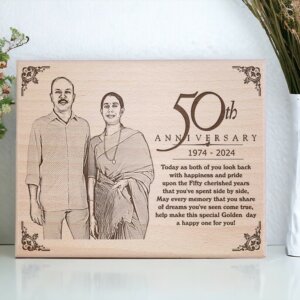 Customized Wooden Engraved Photo Frame For 50th We...