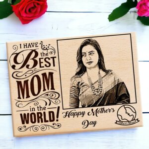 World’s Best Mom Wooden Personalized Engraved Photo Frame for Mom (10×8 Inches)