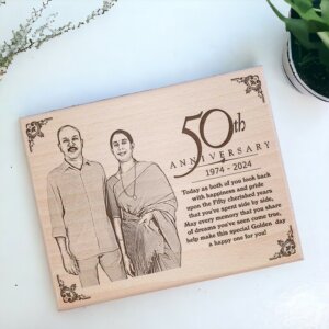 Customized Wooden Engraved Photo Frame For 50th Wedding Anniversary