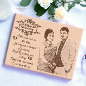 Personalized Wooden Engraved Photo Frame for 25th ...