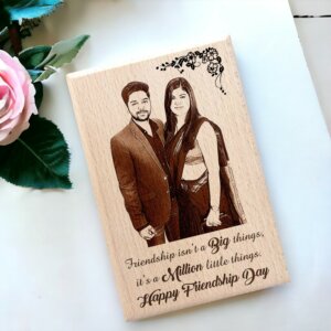 Wooden Engraved Personalized Photo Frame Gift for Best Friend (6×4 in)