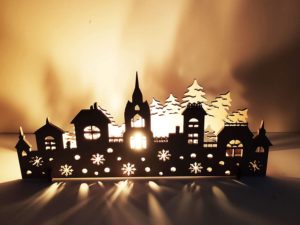 Christmas Decorations DIY Seven Tower Shadow Light With Candle