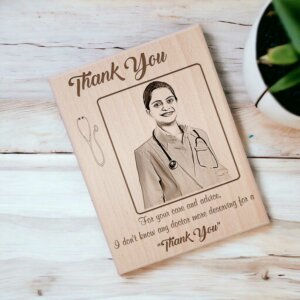 Personalized Wooden Engraved Photo Frame Gift for Doctor (9×7 inches, Wood)