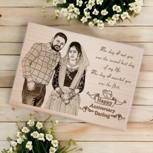 The Day I met You Couple Wooden Photo Frame (10×8-inch)