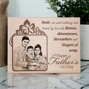 Unique Happy Father’s Day Engraved Wooden Photo Frame Gift for Dad (10×8 Inches)