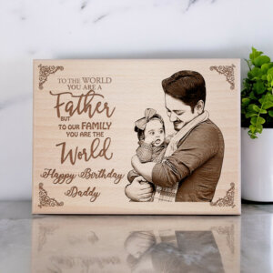 Personalized Happy Birthday Daddy Wooden Engraved Photo Frame (12×9 Inches)