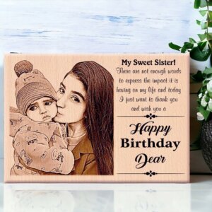 Customized Wooden Engraved Photo Frame Birthday Id...