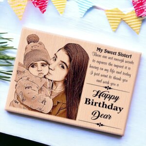 Customized Wooden Engraved Photo Frame Birthday Id...